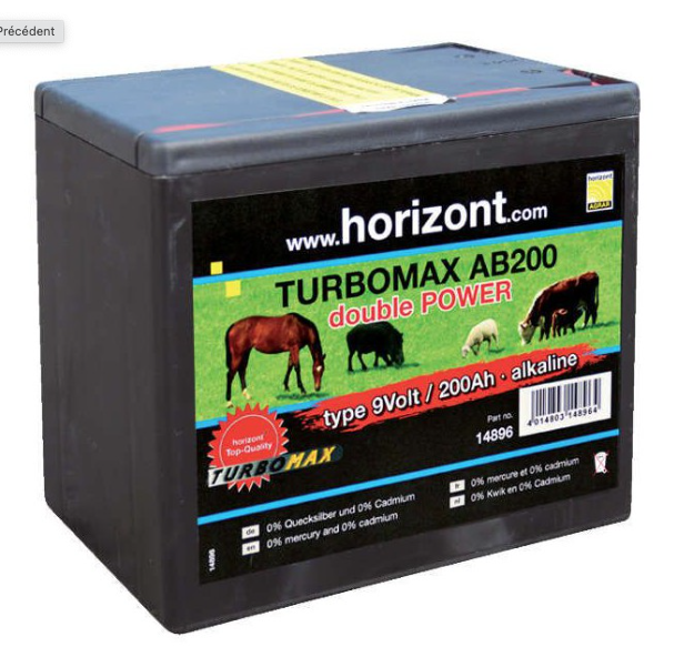 TURBOMAX AB 200 9V / 200Ah Pile alcaline pour clture lectrique